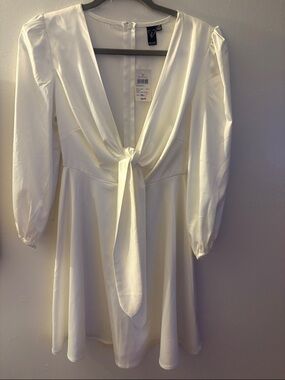 Astr Ivory Tie-Front Mini Dress